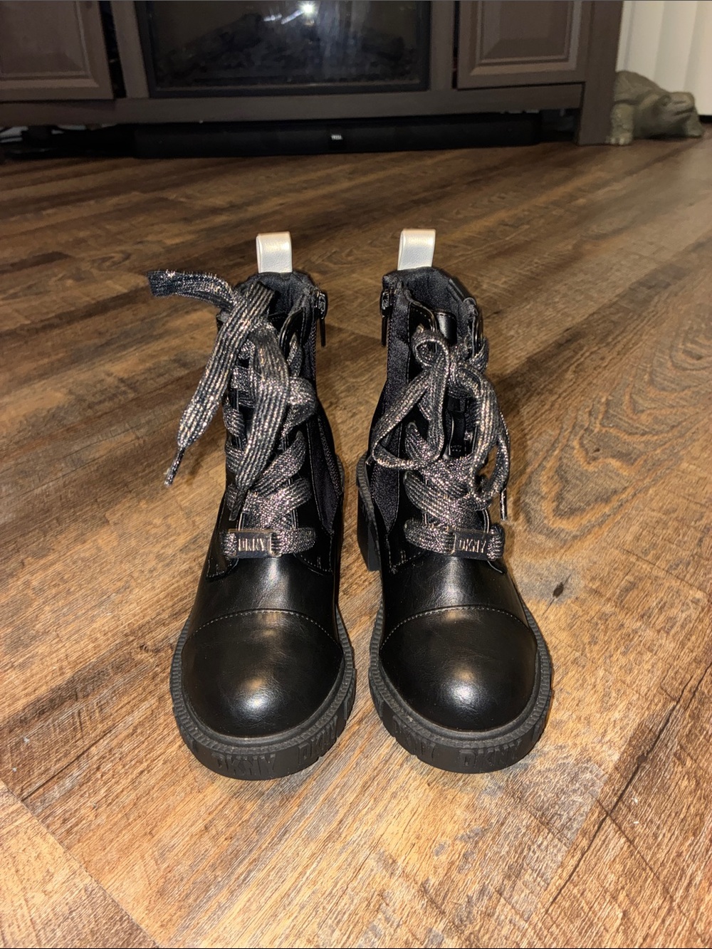DKNY Black Girls' Lace-Up Combat Boots